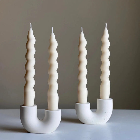 Double Ceramic Candle Holder by Estelle